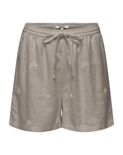 Only - Onlcaro Linen Emb Shorts - String/Pumice Stone